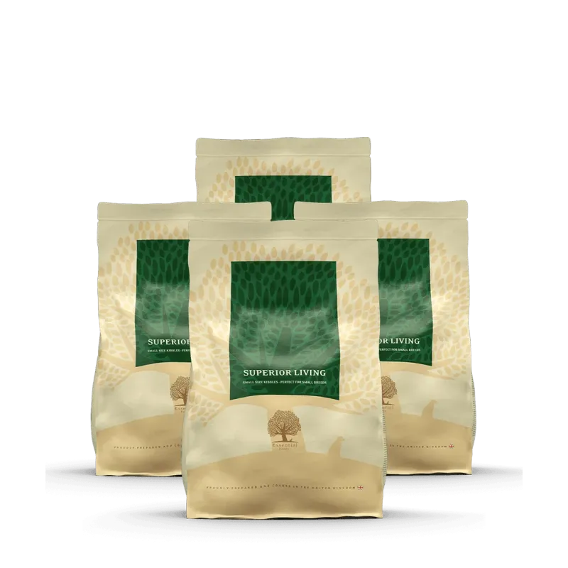 Lot de 4 sacs de Croquettes chien SUPERIOR LIVING 2.5KG ESSENTIAL FOODS