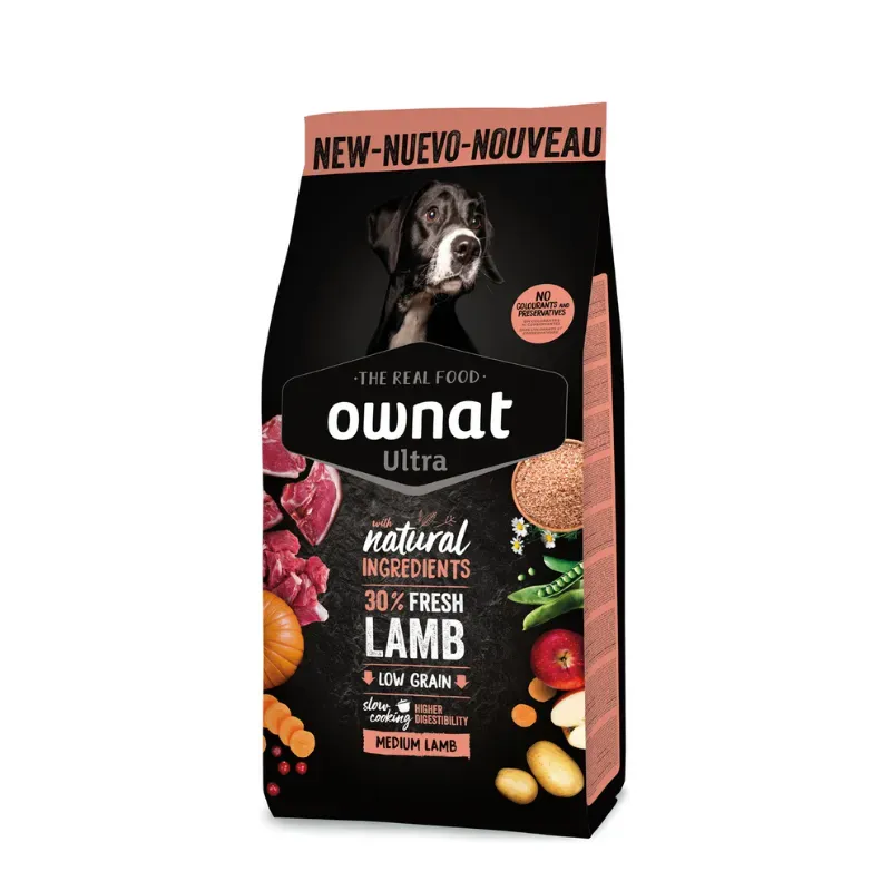 OWNAT Ultra Medium Lamb & Rice – Croquettes pour chien sensible à l’agneau et riz complet