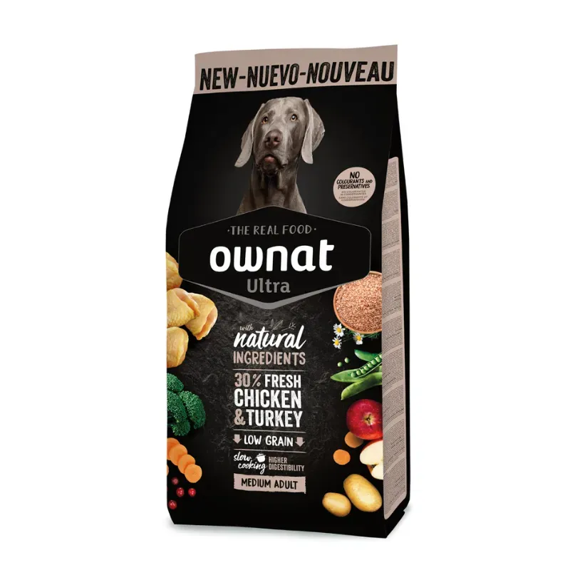 OWNAT ULTRA Medium Adult Dog – Croquettes poulet frais pour chien adulte race moyenne